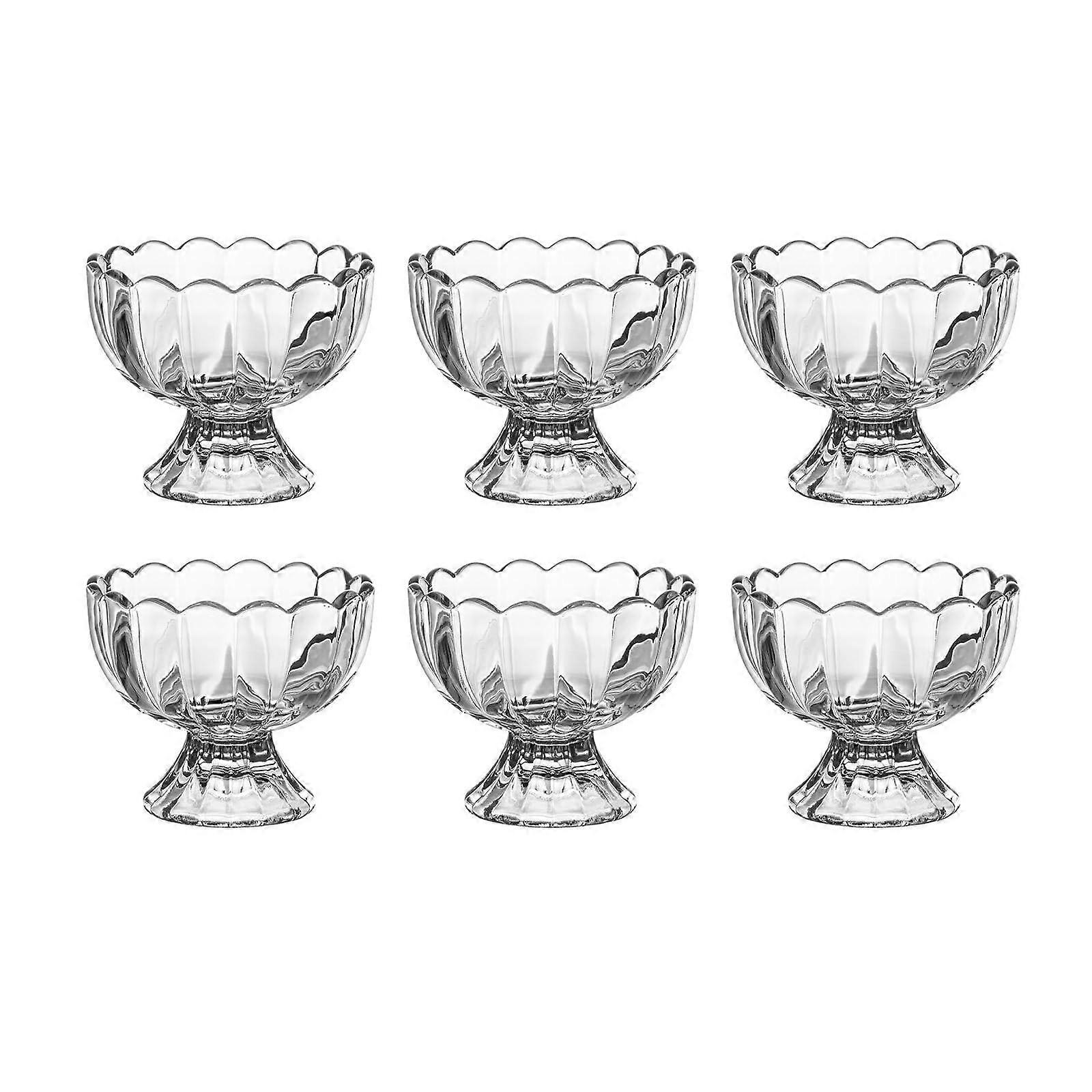 6 Pack Glass Dessert Bowls with Heavy Base for Ice Cream 6 Oz