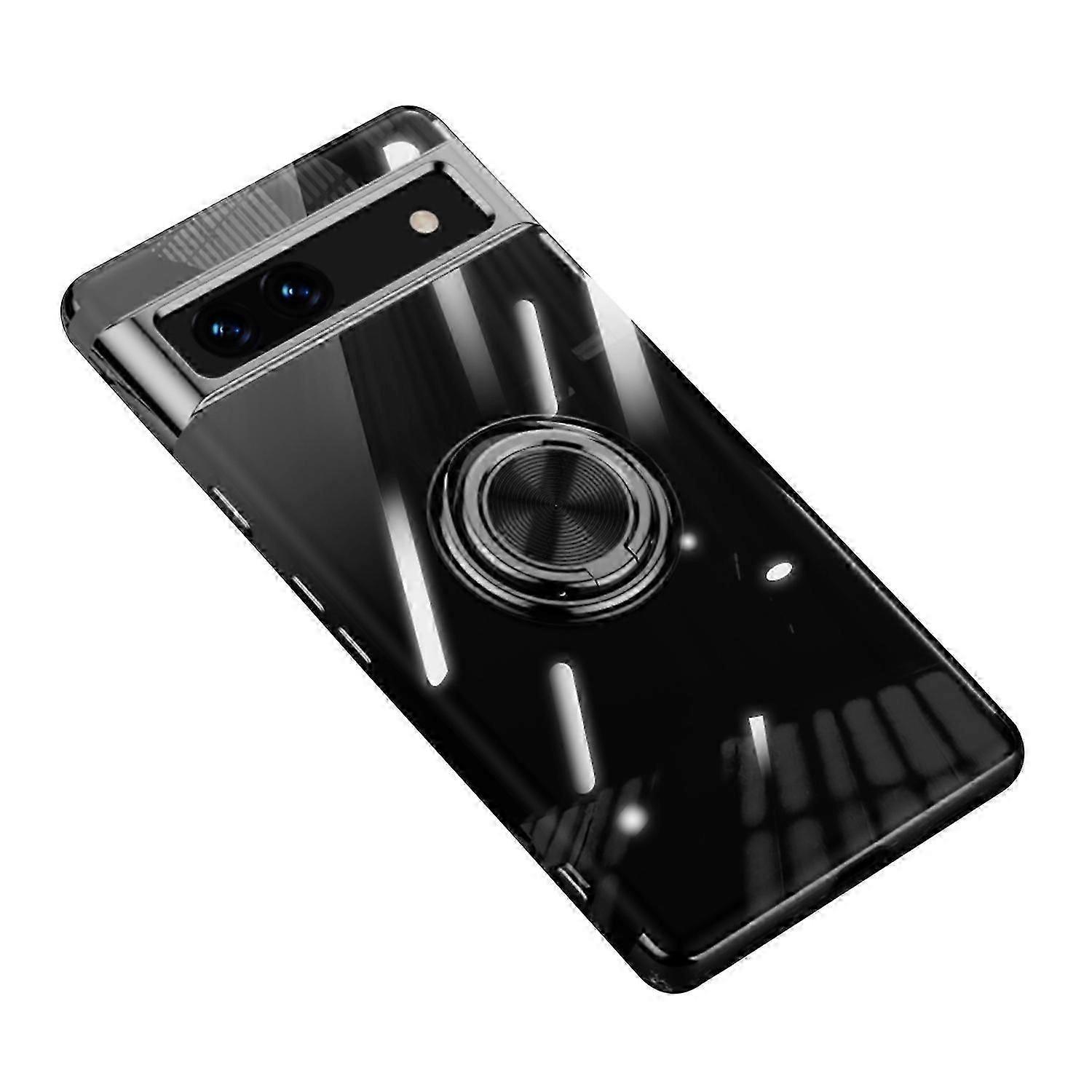 For Google Pixel 7a Ring Kickstand Electroplating TPU Phone Case Anti-drop Back Cover