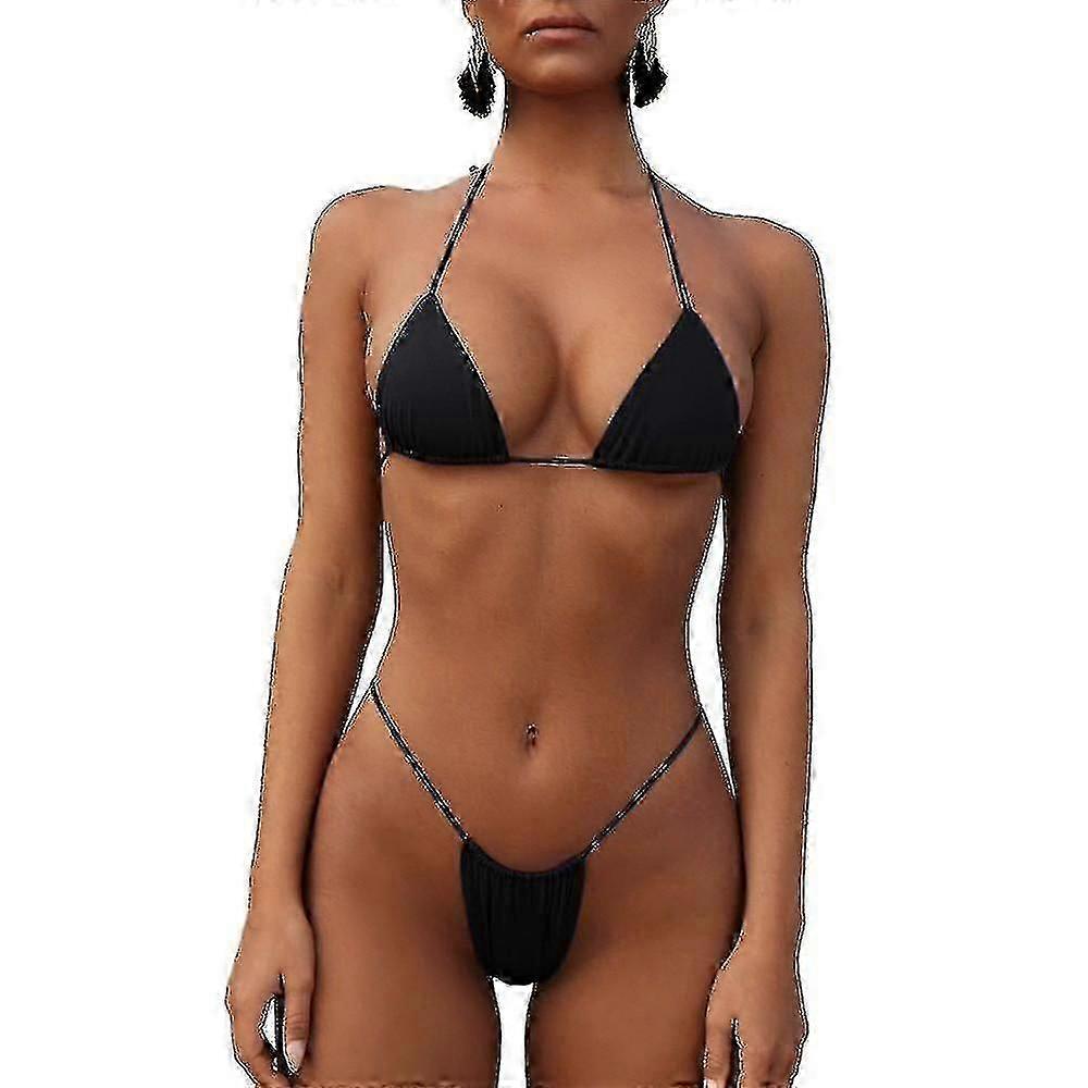 Femmes Halter String Bikini Set Sexy Thong Cheeky Deux Pièces Maillots de bain