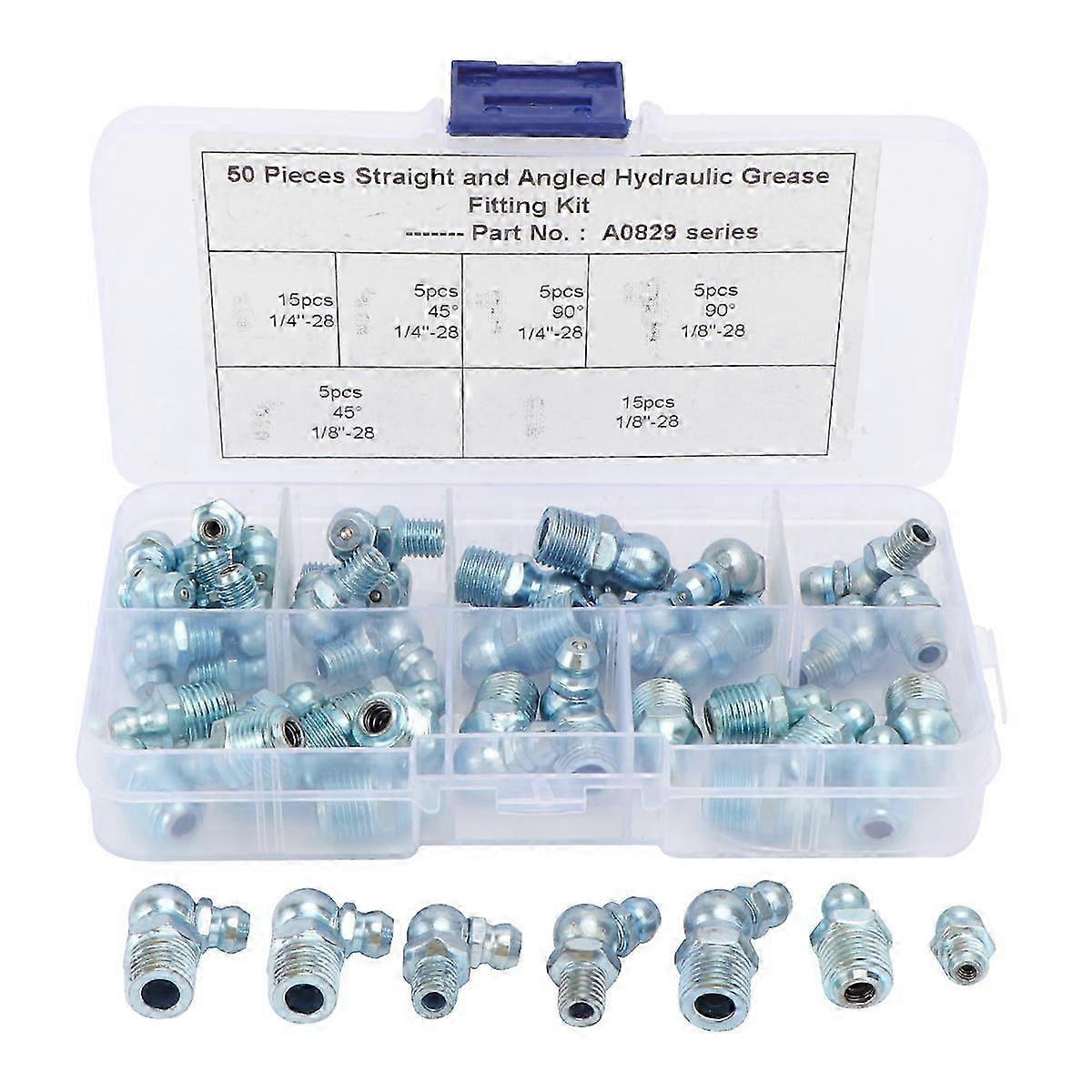 50 in 1 Replacement Grease Fitting Assortment Set (Silver)