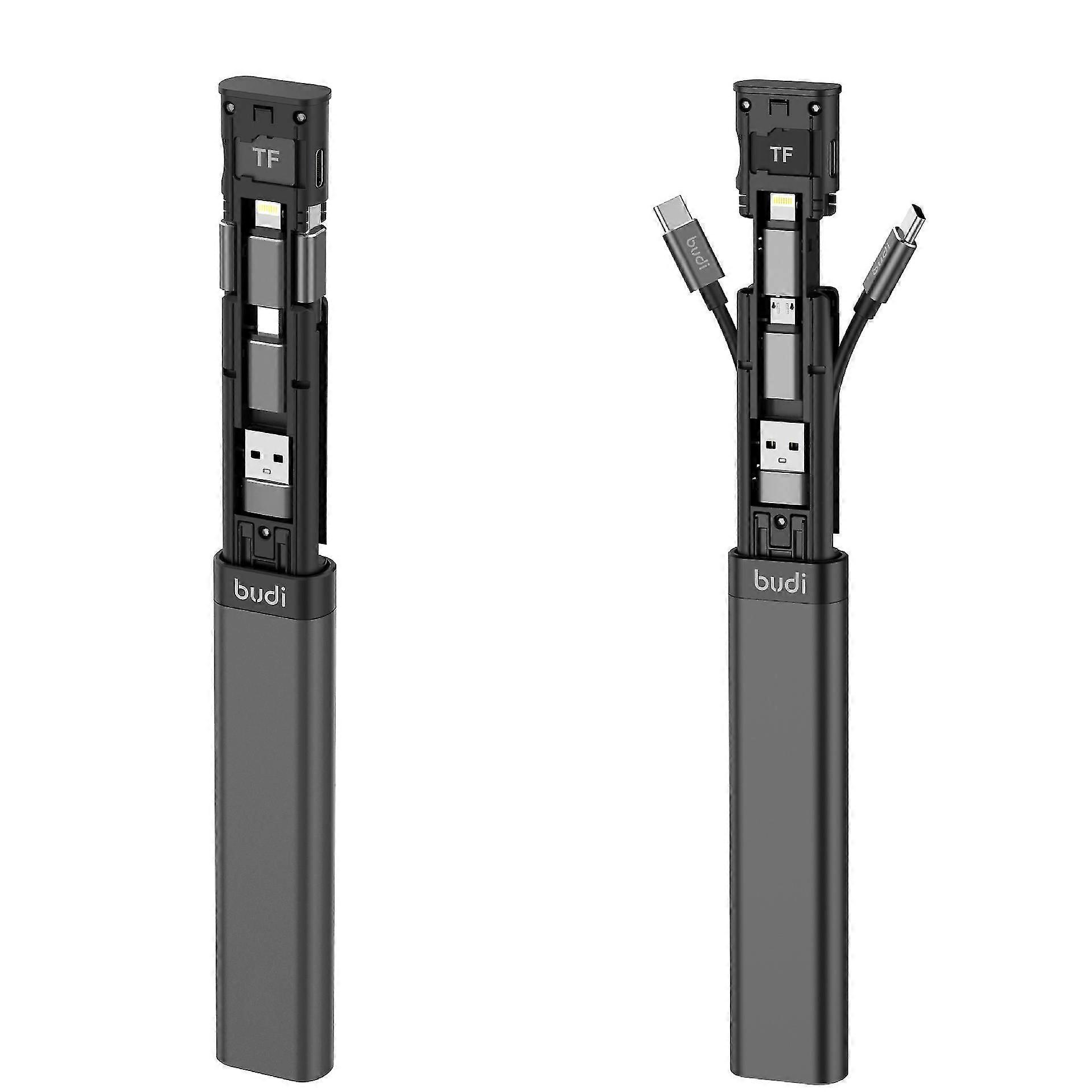 Budi Multi Function Smart Adapter 9 In 1 Multi-function Data Wire Rod Sim Kit Tf Card Memory Reader Storage Case Phone Cradle