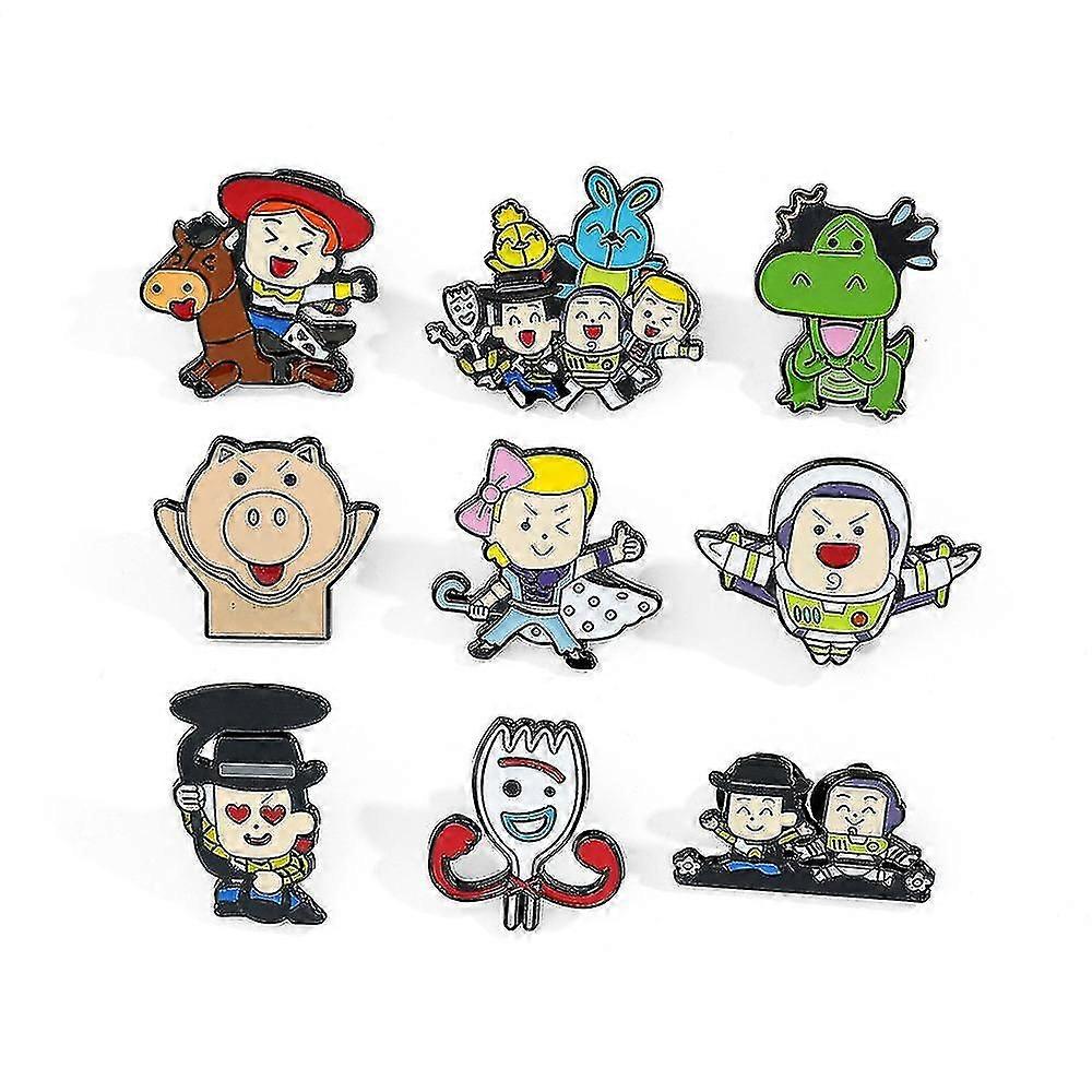 9pcs Cartoon Toy Story Brooch Pins Set For Backpacks Clothing Jackets Hats Decoration Cute Gifts