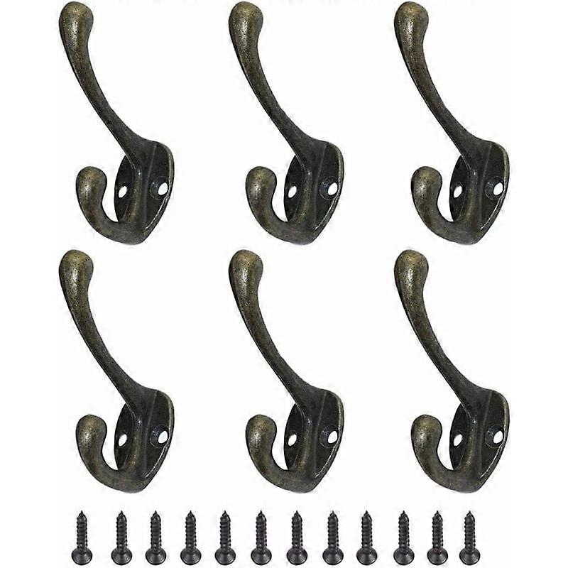 Coat Hook 6 Pieces Vintage Metal Coat Hooks Coat Rack Retro Hook for Hat Clothes Wall Hooks with Bronze Screws One Size