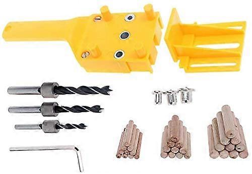 37 Pcs Handheld Woodworking Dowel Jig Set with 30 Wood Dowels for Square and Straight Hole Drilling
