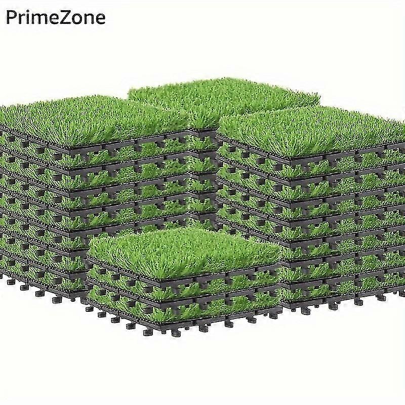 Value Pack 27pcs PrimeZone Interlocking Artificial Grass Tiles For Artificial Patio Balcony Backyard