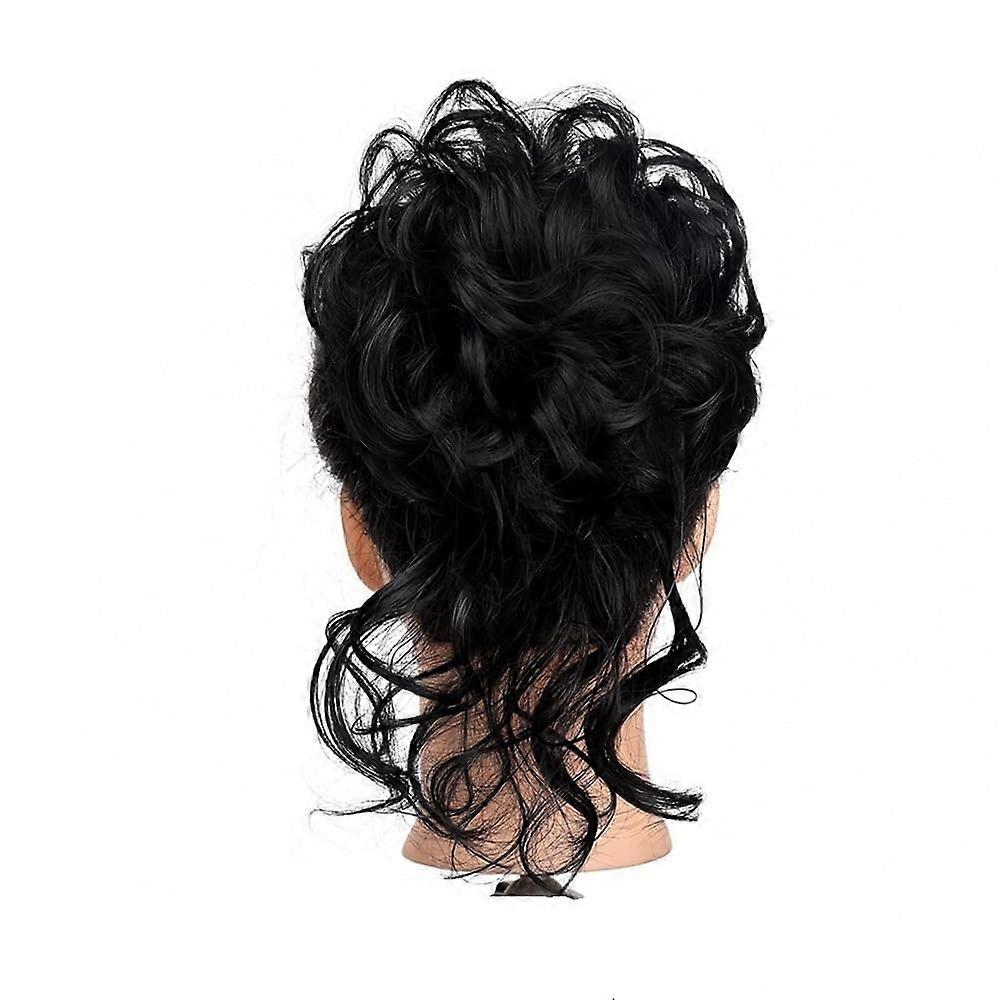 Bun, Fluffy No-Scrunch Puff Buns Hair Bands for Women, Black, Easy Updo Accessories, Soft Fabric, Stretchy Design
