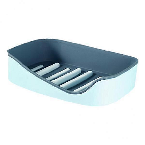 2xSoap Holders with Drain, Double Layer Draining Soap Box for Bathroom Blue