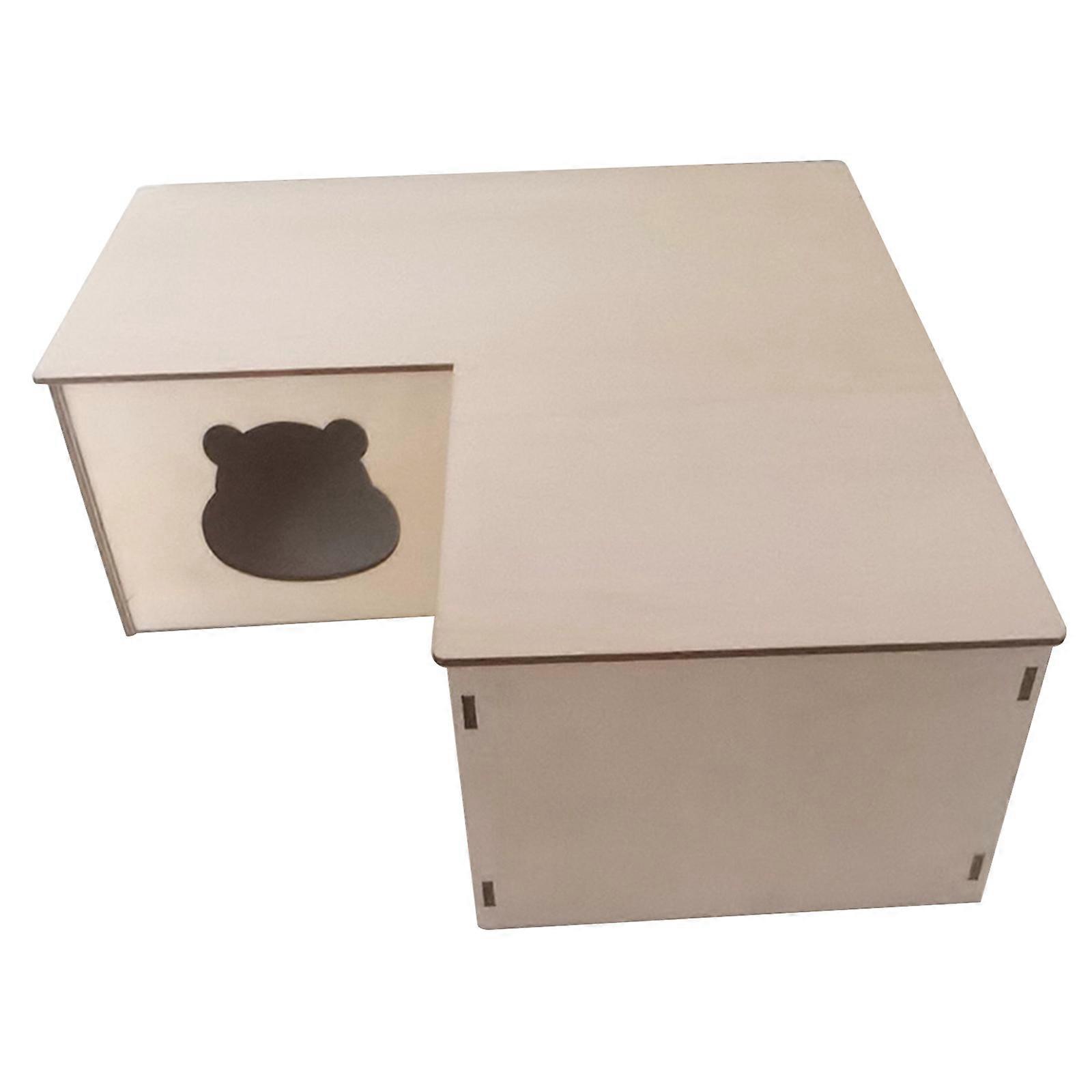 Hamster Wooden House Nesting Habitat Small Animals Natural Wood for Play Hut Multi Chambers Chew Toys for Dwarf Hamsters