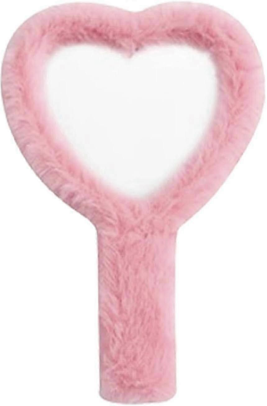 Small Hand Mirror, Cute Heart-Shaped Makeup Mirror with Handle,  Multi-Purpose Home Mirror,pink