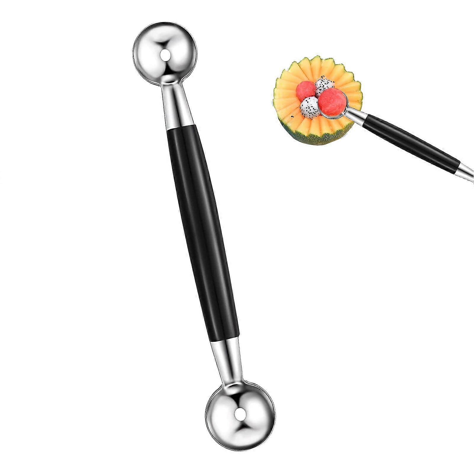 Double-Sided Stainless Steel Ice Cream Scoop Set with Hollow Out Melon Baller and Cutter for Fruits and Vegetables