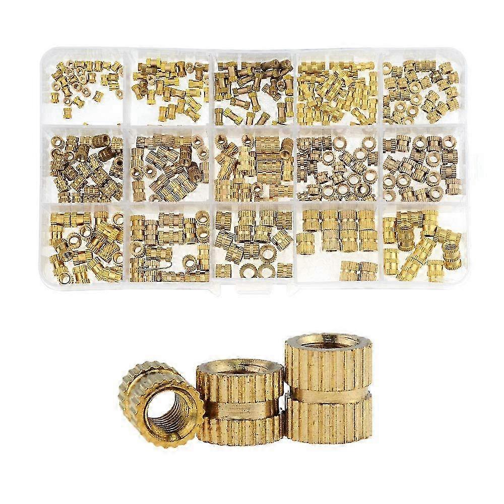 Knurled Brass Thread Inserts, 330pcs M2 M3 M4 M5 Suitable for Various Applications