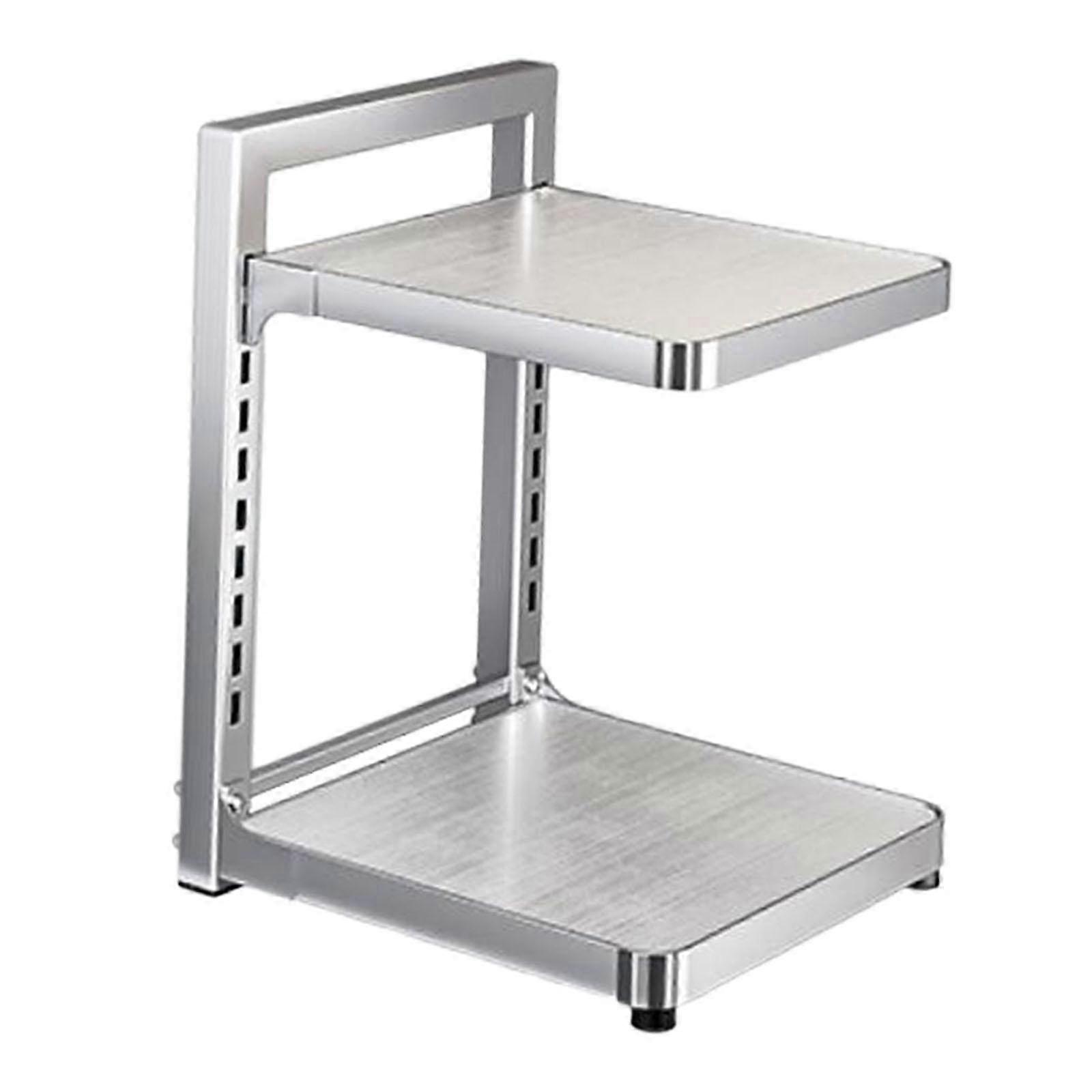 Adjustable Height Standing Pot Rack for Countertop Home Cabinet, 2 Tier Storage Solution for Kitchenware