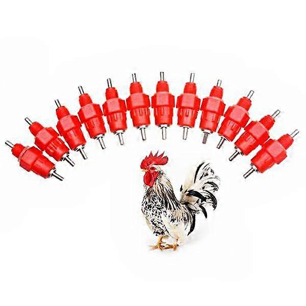 Portable Threaded Style Poultry Drinking Nipples Water Nipples for Chicken /Turkey /Geese /Duck - 10 pcs/set (Red)