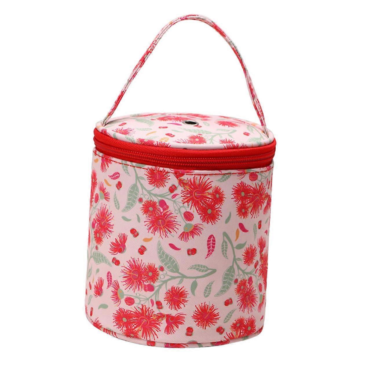 Crochet tool storage bag red Dandelion print knitting needle organizer