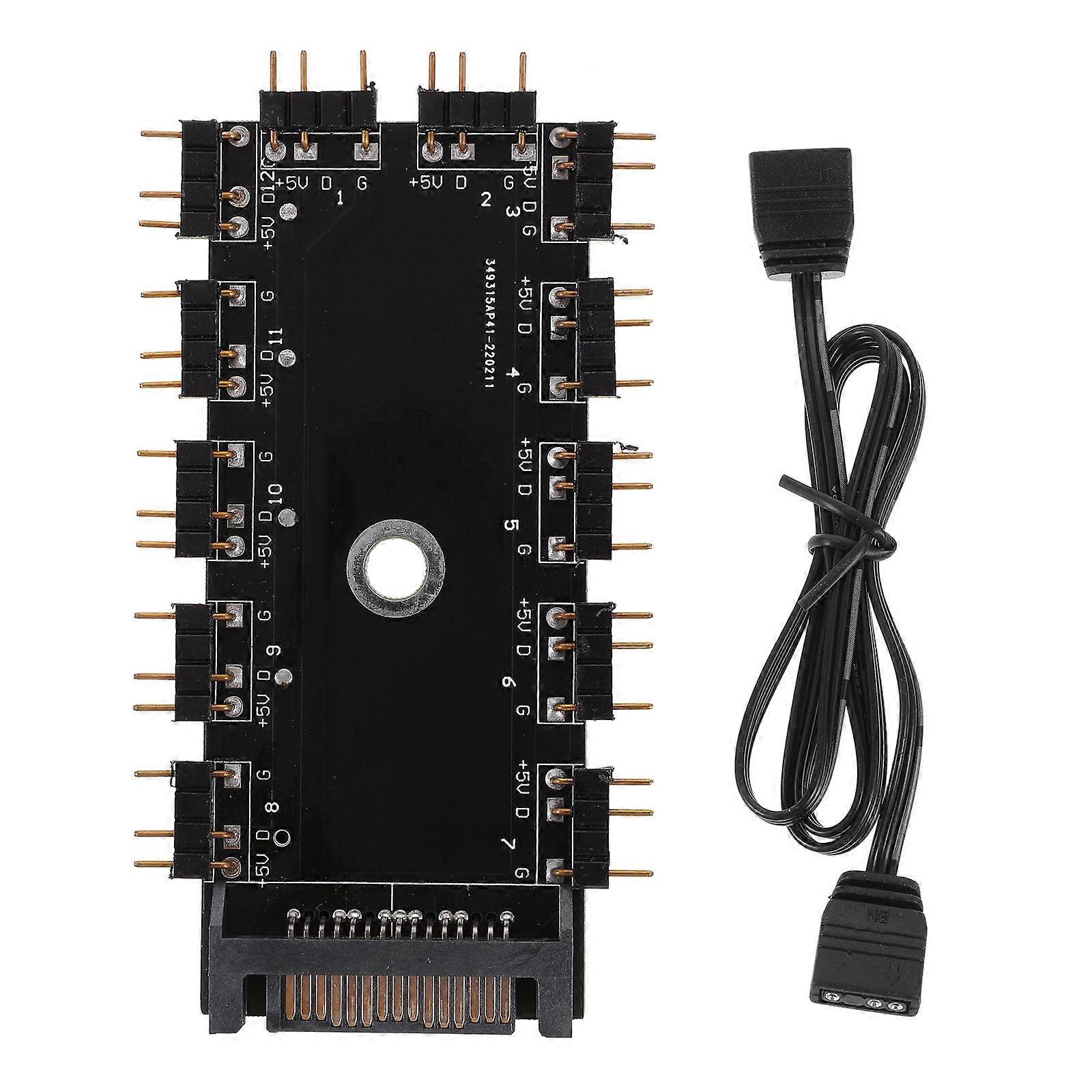 1 Set Professional RGB Fan Hub Controller for PC Compact Design, Easy Installation, Multi Use ARGB Accessory for CPU Cooling & RGB Lighting