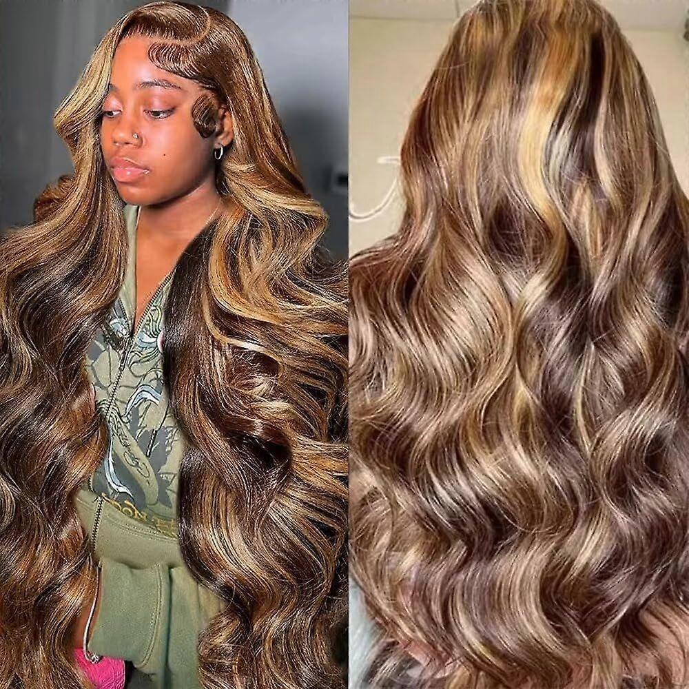 2025 dernier modèle 26 pouces miel blond ombre highlight 13x6 dentelle front perruques cheveux humains 180
