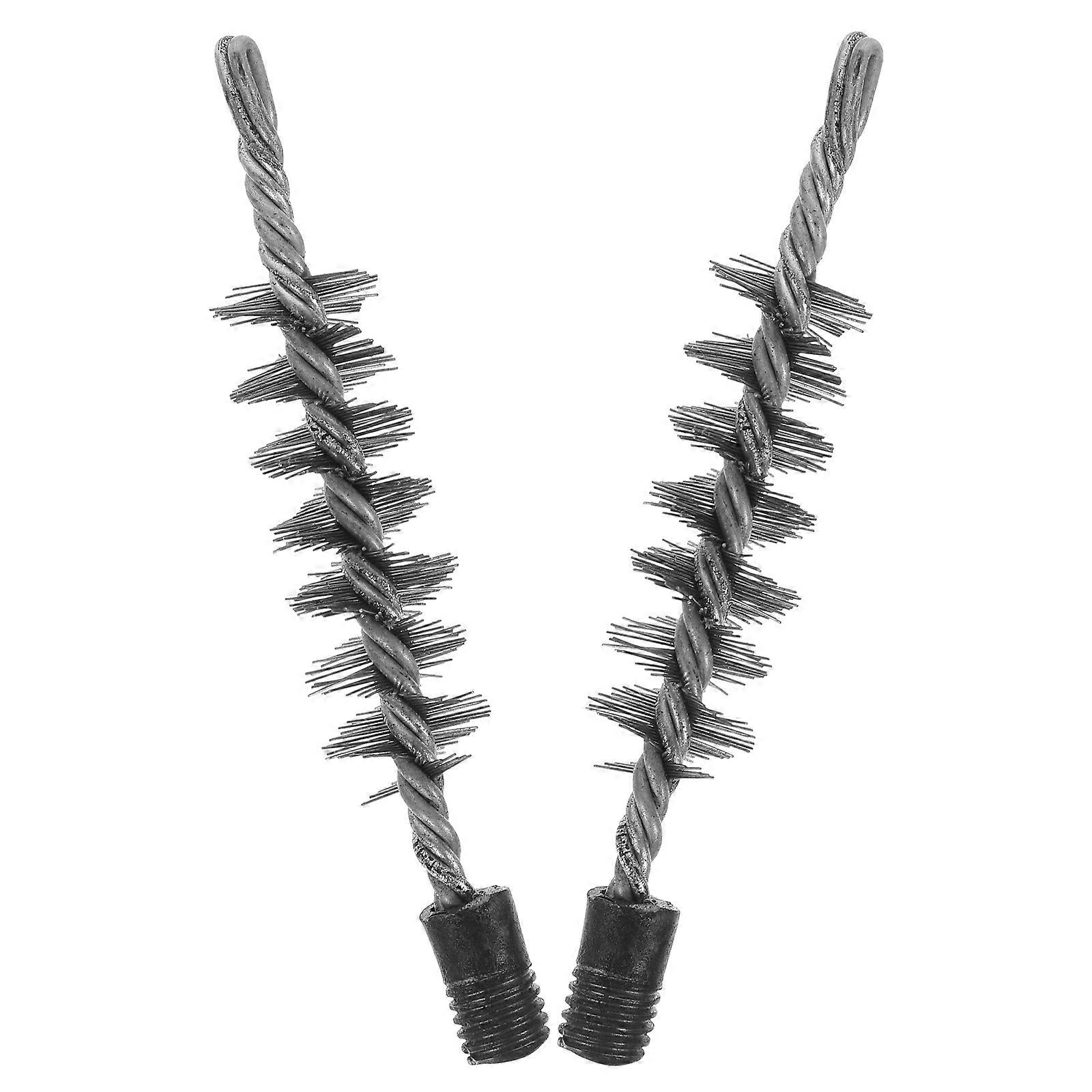 Chimney Cleaning Brush Set Funnel Steel Wire Multi-Function Chimney Parts Silver 2Pcs