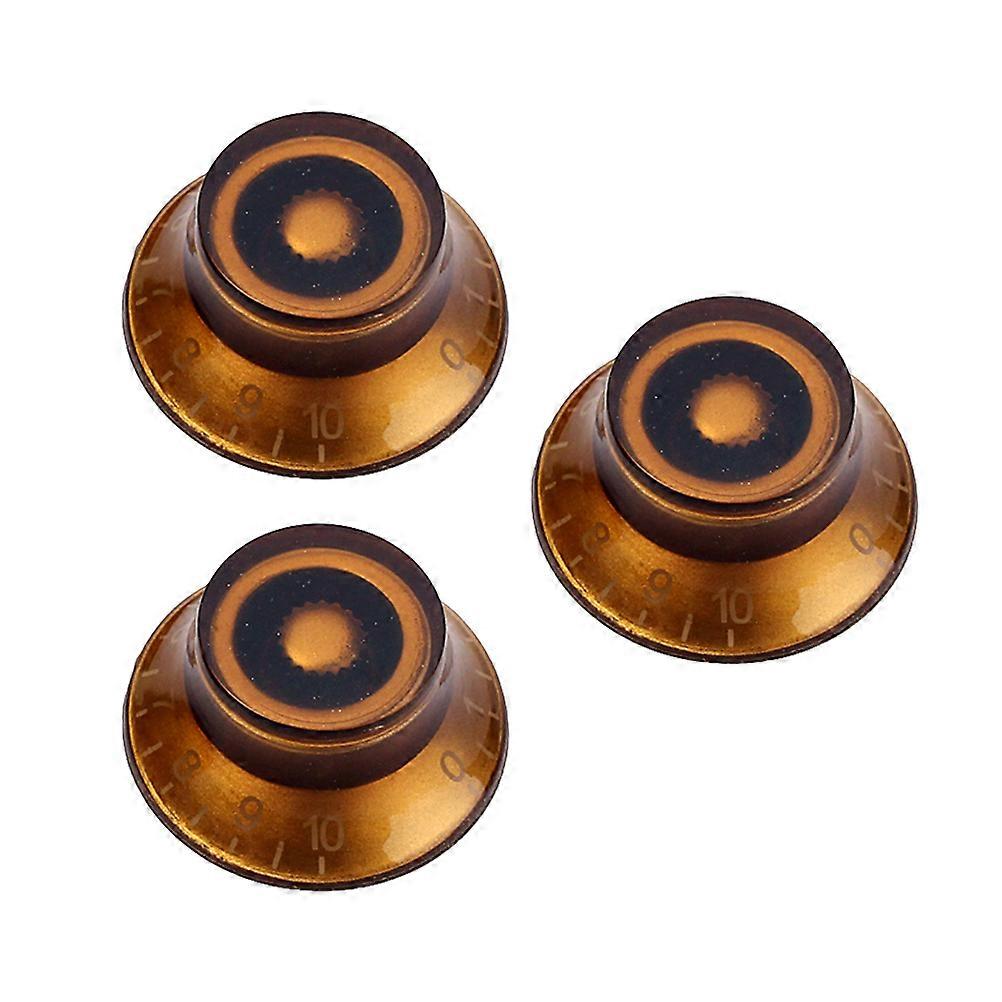 Electric Guitar Knob Plastic Round Volume And Tone Control Knobs For Replacement Light Brown 3Pcs