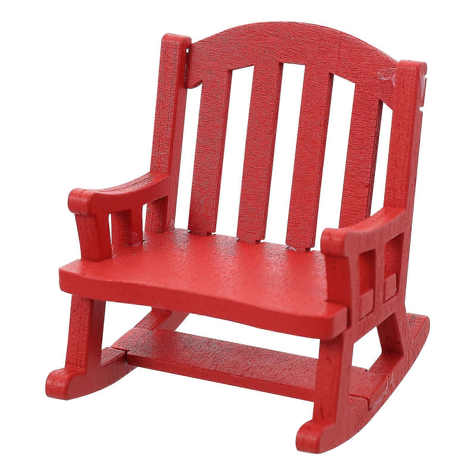 Tiny Chair Wooden Miniature Rocking Chair Model European Retro Style Home Decoration 7X5.5X5.5CM 1Pcs