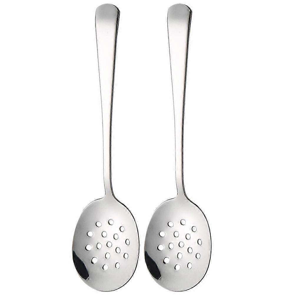 Cooking Spoon Kitchen Tool Multi-Functional Slotted Spoon Restaurants 24.5X6.5CM Silver Communal Spoon 2Pcs