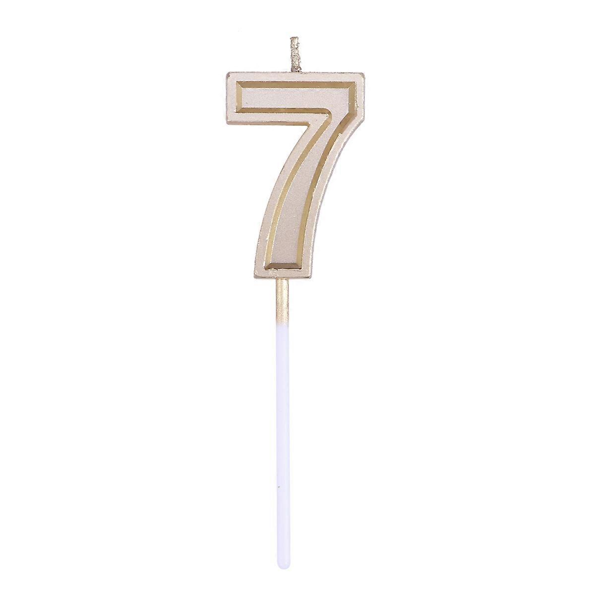 Numeral Candles Number 7 Shape Golden Paraffin Wax Cake Decoration for Birthdays 1Pack