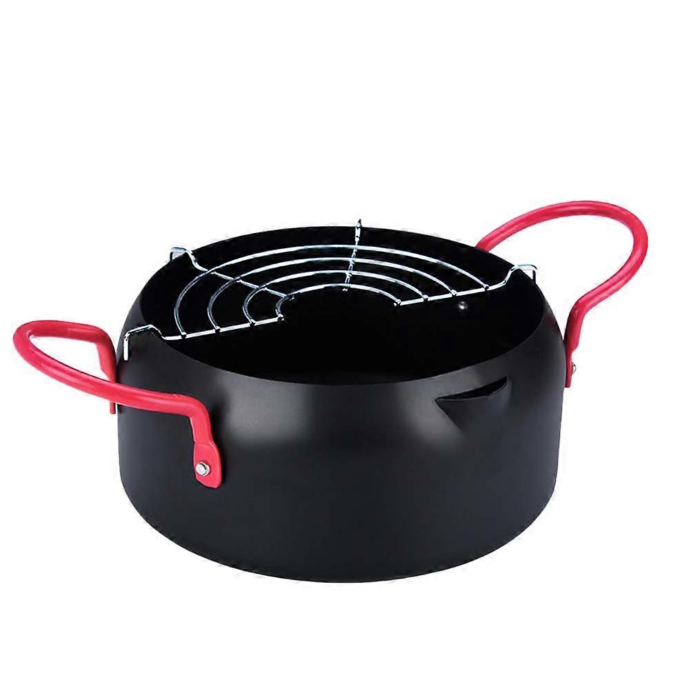 Non Stick Frying Pan with Removable Draining Rack for Induction Gas Stove Compact Deep Fryer Easy to Clean Space Saving Design for Tempura Chicken