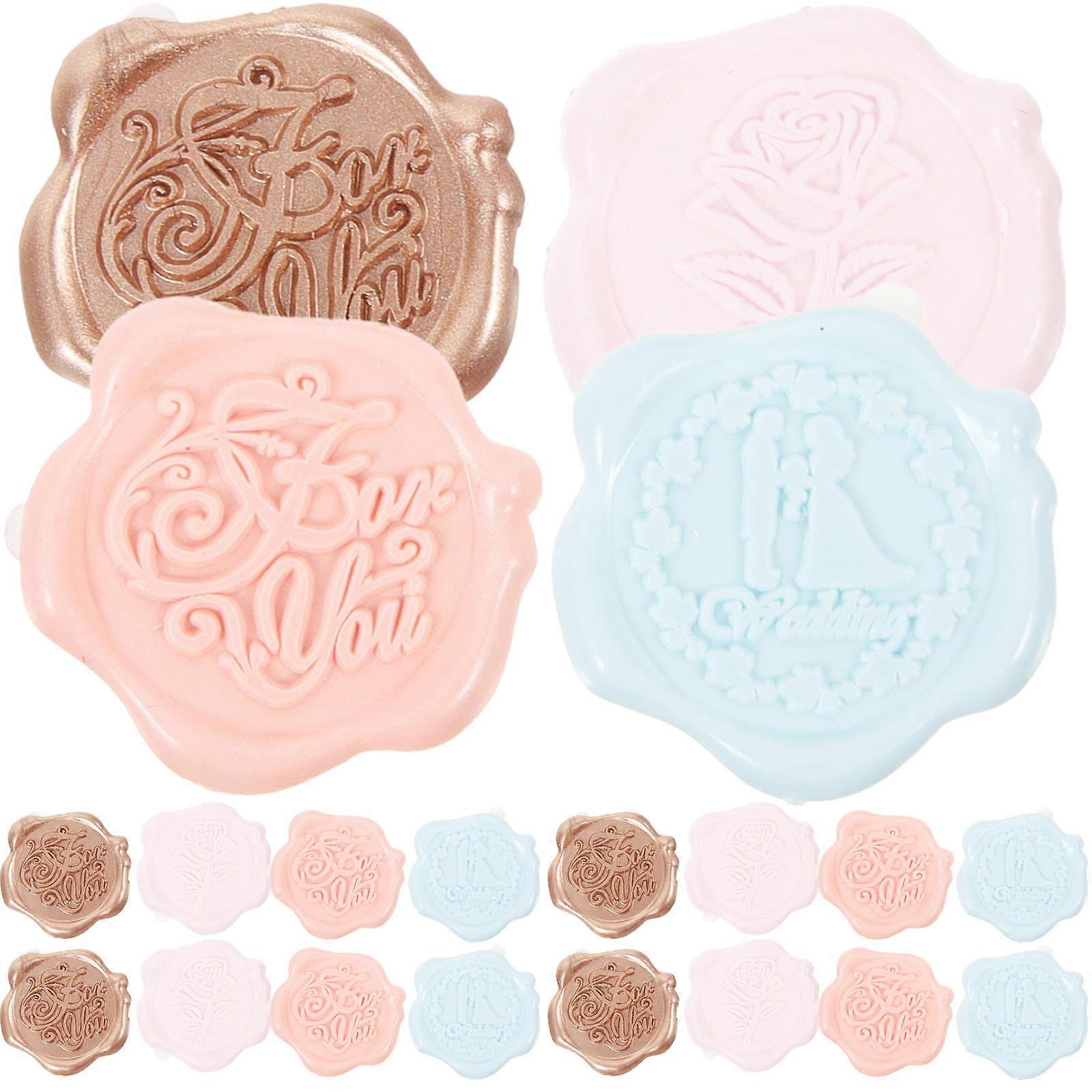 Wax Envelope Seal Stickers Sealing Wax Sticker Wedding Invitation Envelope present Package Round Blue 40Pcs