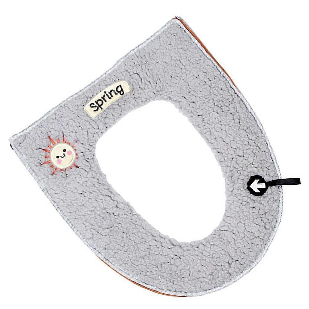 Bathroom Toilet Seat Cover Pads Grey 43x37cm Lint Easy to Clean Winter 1Set