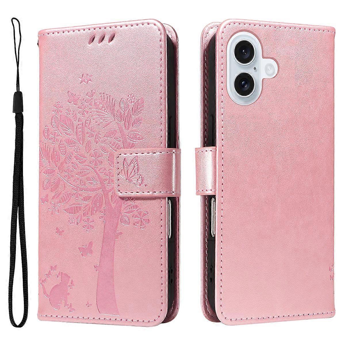 For iPhone 17 Phone Case with Stand Cat Tree Pattern Leather Wallet Mobile Cover