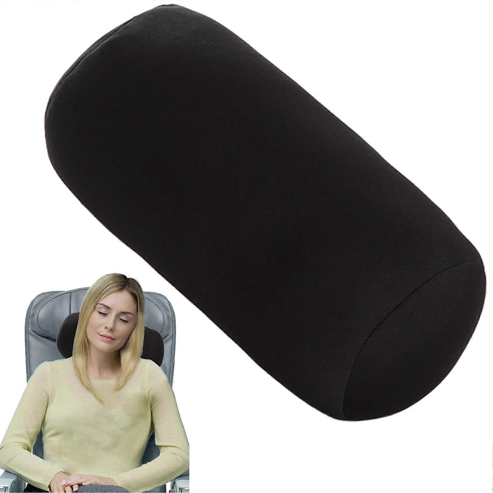 Micro Small Micro Beads Neck Roll Pillow, Soft Tube Cushion for Travel, Home, Car - Black, Durable Round Design