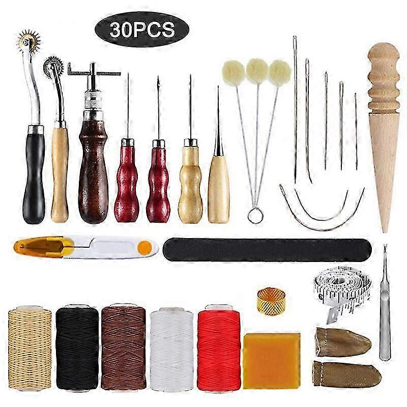 Leather Tool Kit - 30pcs Basic Sewing Repair Tools for Leathercraft