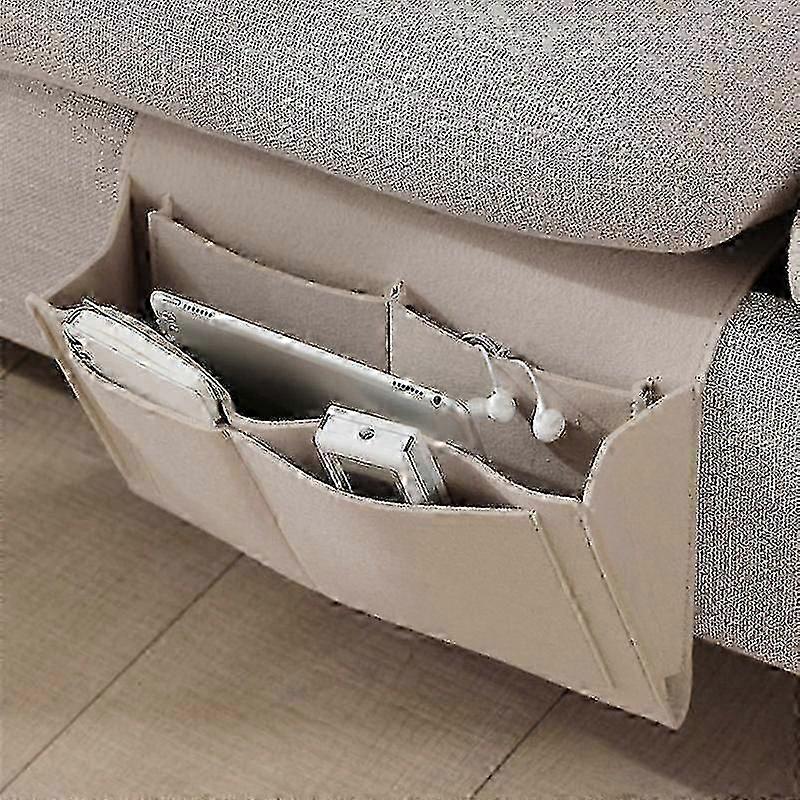 منظم تخزين معلق متعدد الجيوب لجانب السرير والأريكة والمكتب - حقيبة قماش شعرت للهواتف والمجلاتالبيج SZRH AM