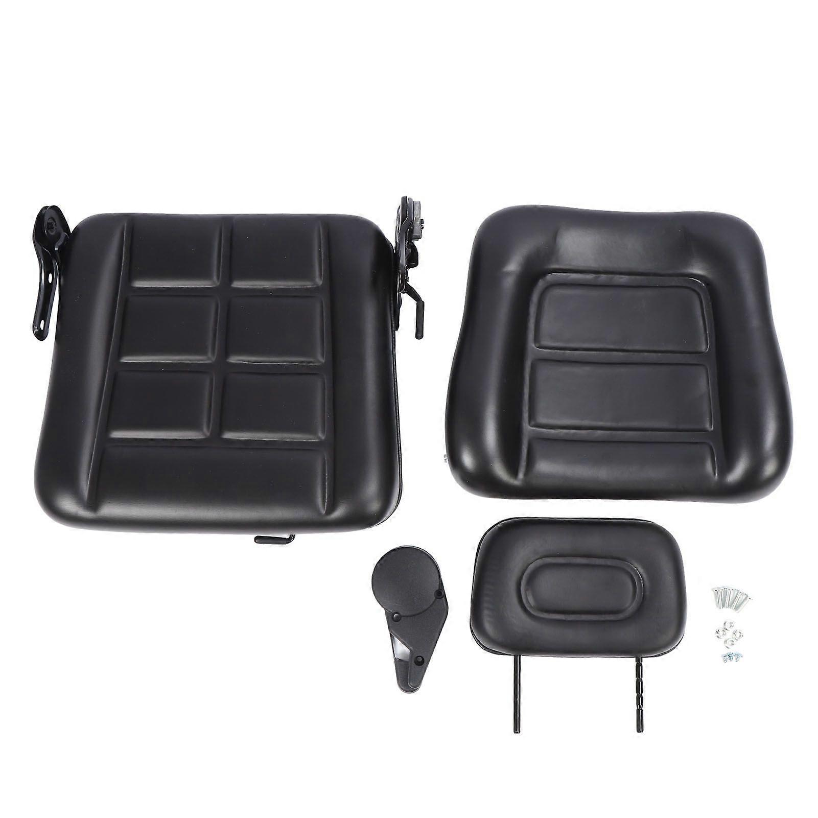 Forklift Seat with Adjustment Switch and Slide Rail 3 Level Adjustable Headrest Seat for Dumper Mower Skid Loader Telehandler Backhoe Black MK18234