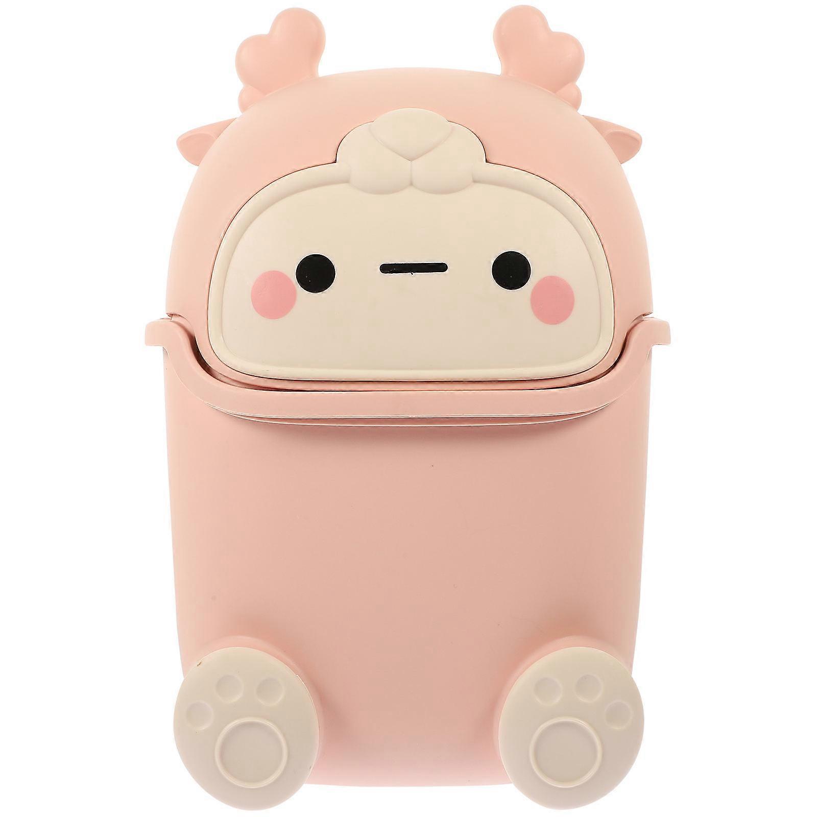 Small Desk Trash Can Desktop Organization Elk Shape Plastic Material Creative Garbage Storage Bucket Tabletop Use 1Pcs