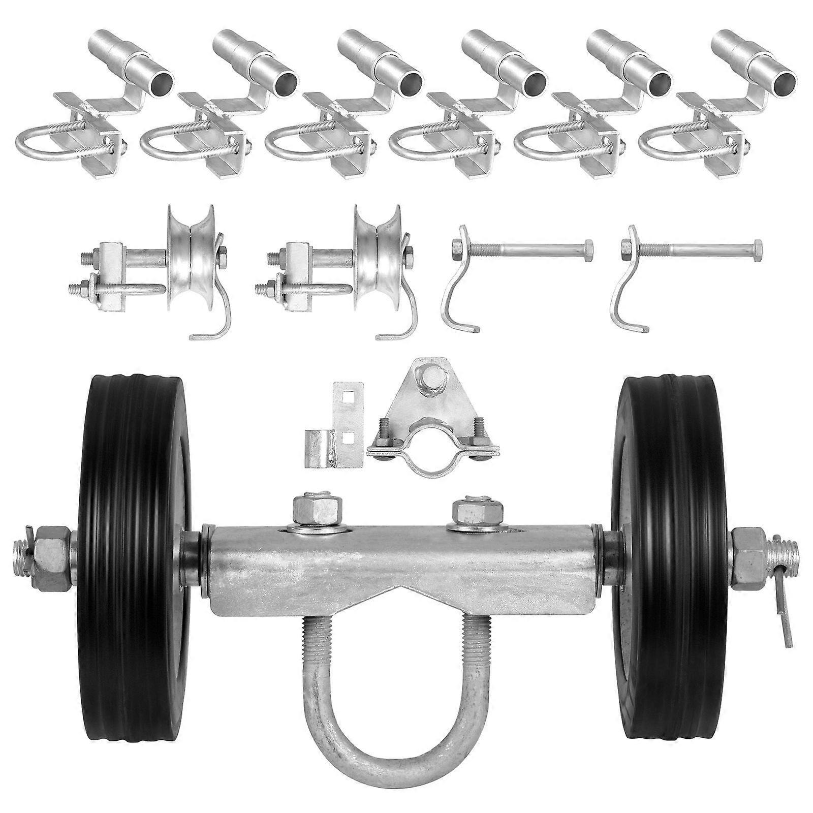 Skjutgrindssats, 6 Rolling Gate Hardware Kit C-typ, hjulhållare med två 6" hjulstöd, kraftiga skjutgrindsrullar, 600 lbs