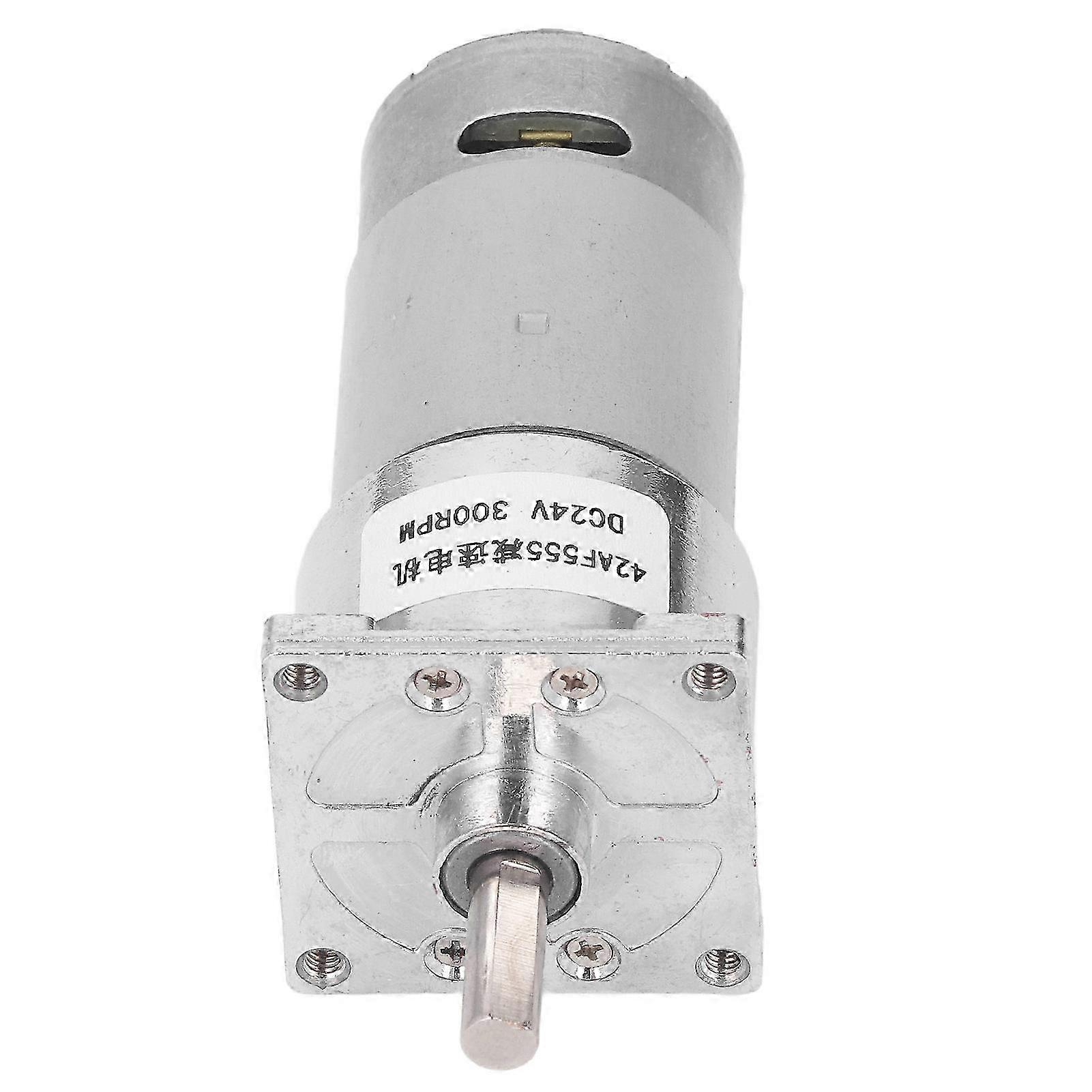 24V Gear Motor Self Locking Worm Speed Reduction Motor with Central Shaft CW CCW 42F555 300RPM