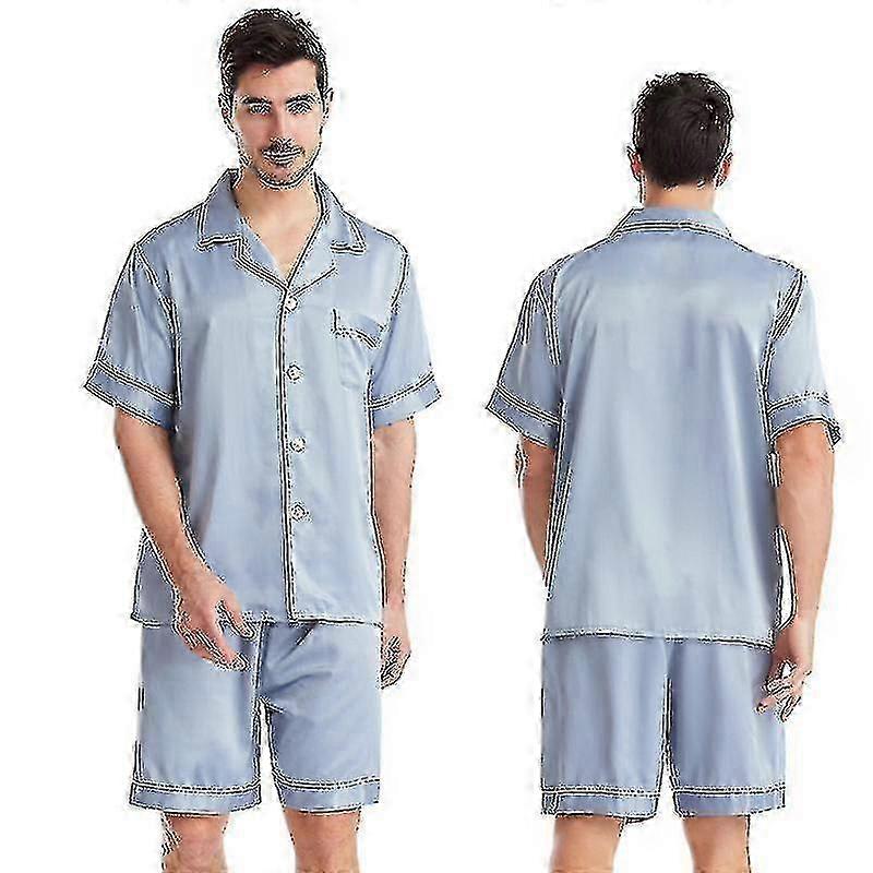 Herren Satin Seide Soft Nachtwäsche Pyjama Set