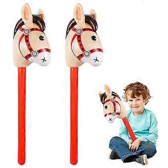 Pack of 2 Inflatable Hobby Horse, Red, 100 x 33 cm, for Birthday and Carnival