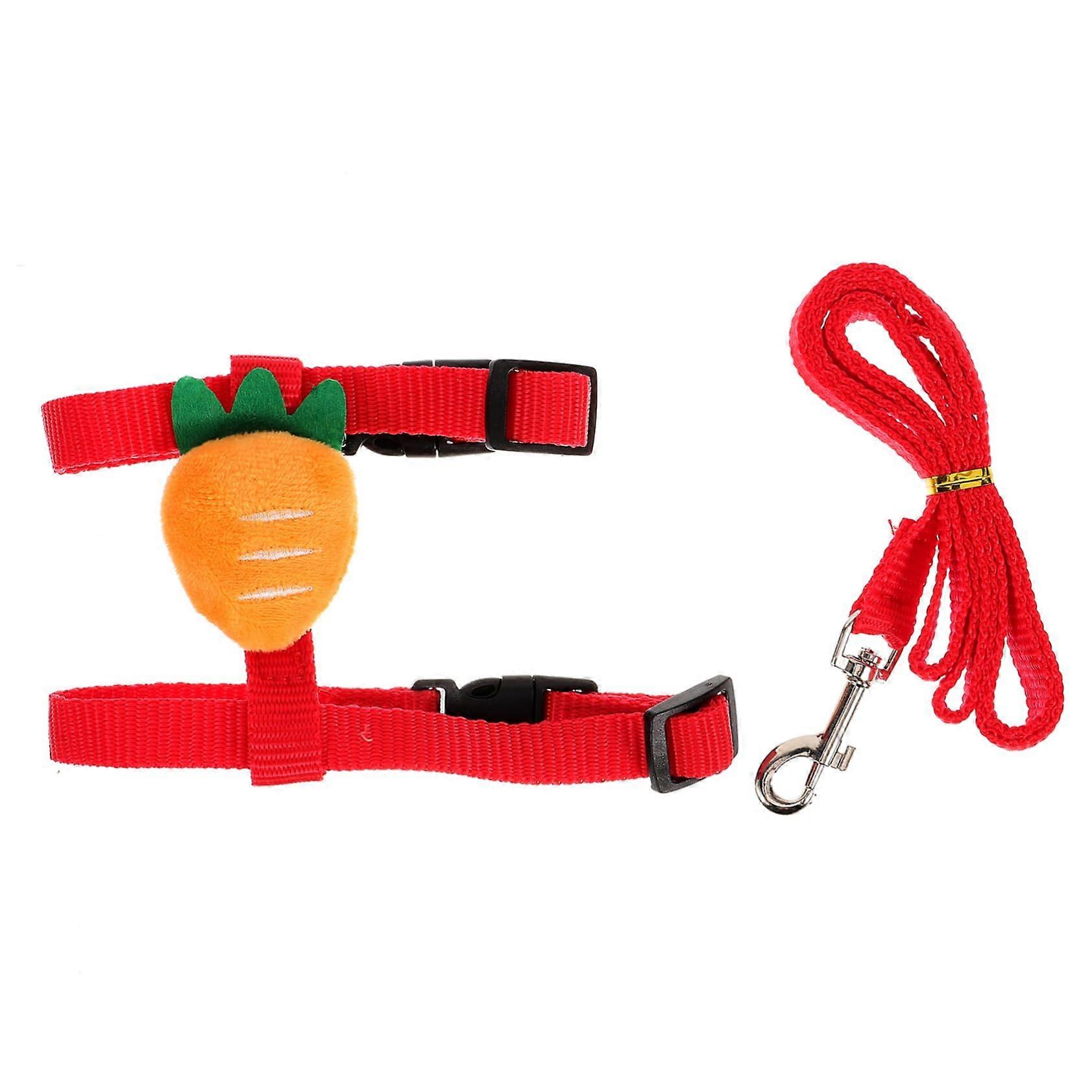 1 Set of Adjustable Pet Harness for Small Cats and Ferrets with Carrot Pattern, Including Leash