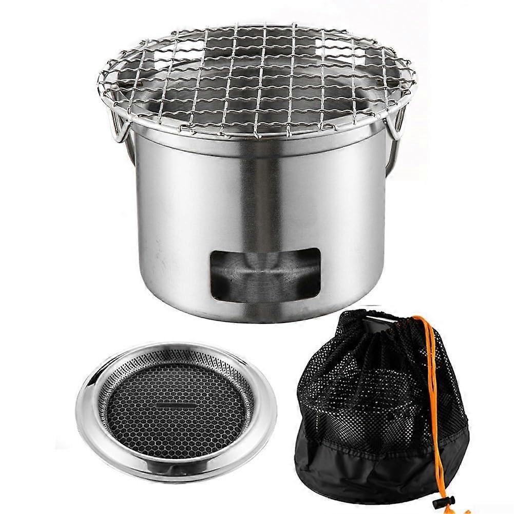Compact Outdoor Stainless Steel Grill For Camping And Picnics, Rust-Resistant With Even Heat Distribution, Model B