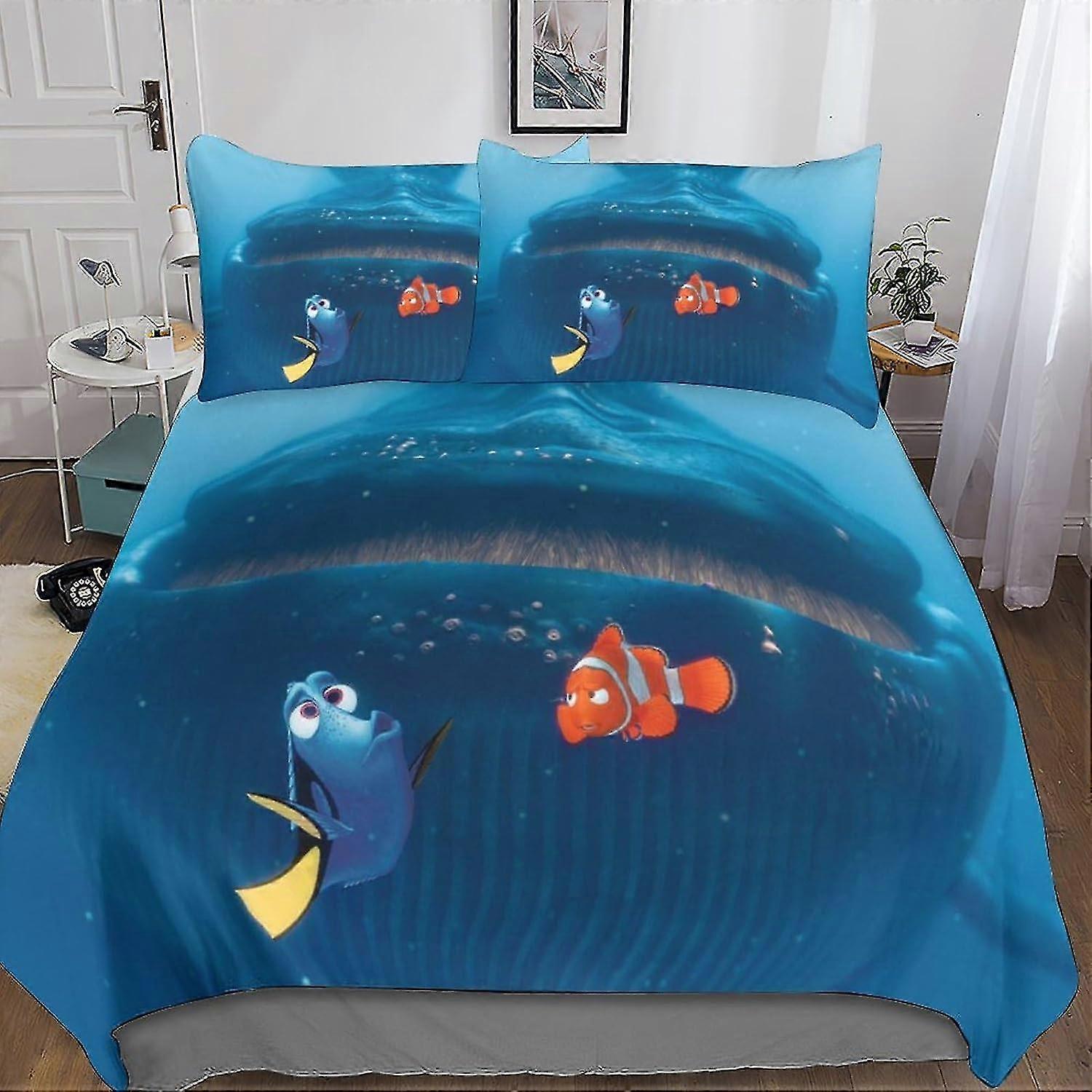 Finding Nemo Duvet Cover Set 3D Bedding Sets Microfibre Quilt Cover with Zipper Closure 3 Pieces Set for Double Size
