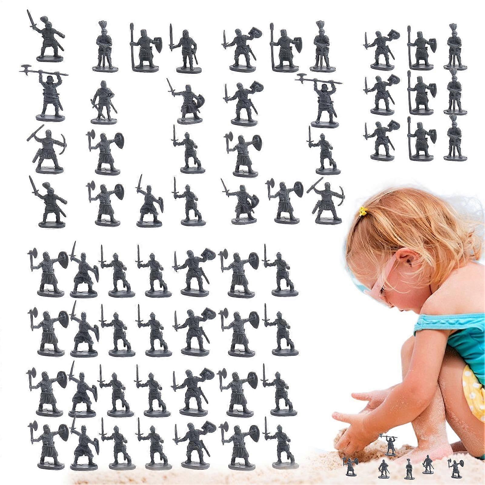 Toy Soldiers Miniature Figures Ancient Warriors Miniature Models 100Piece Play Sets for RolePlaying Cake Decorations Gray