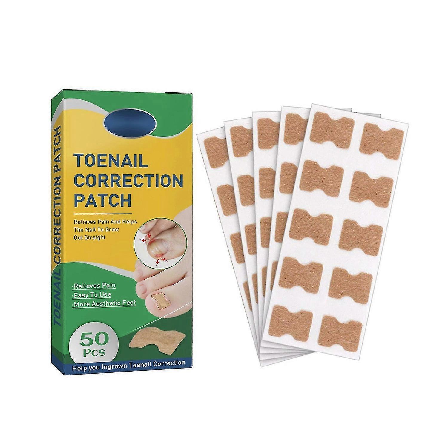 50pcs Nail Patches, Easy Patches for Toe Nails, Ingrown Toenail Corrector, Nail Patches to Relieve N
