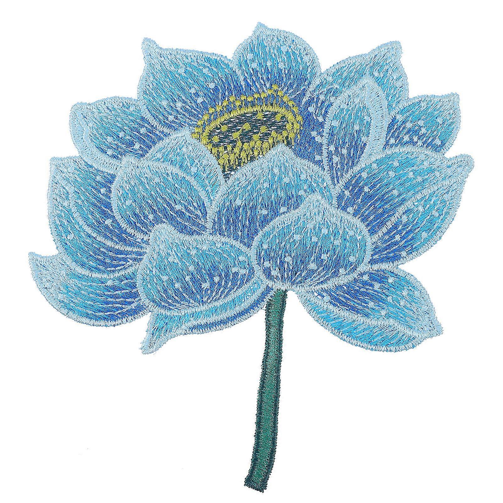 Patch For Clothes Decorative Embroidery Lotus Flower Applique Polyester Thread present For Hats 1Pcs