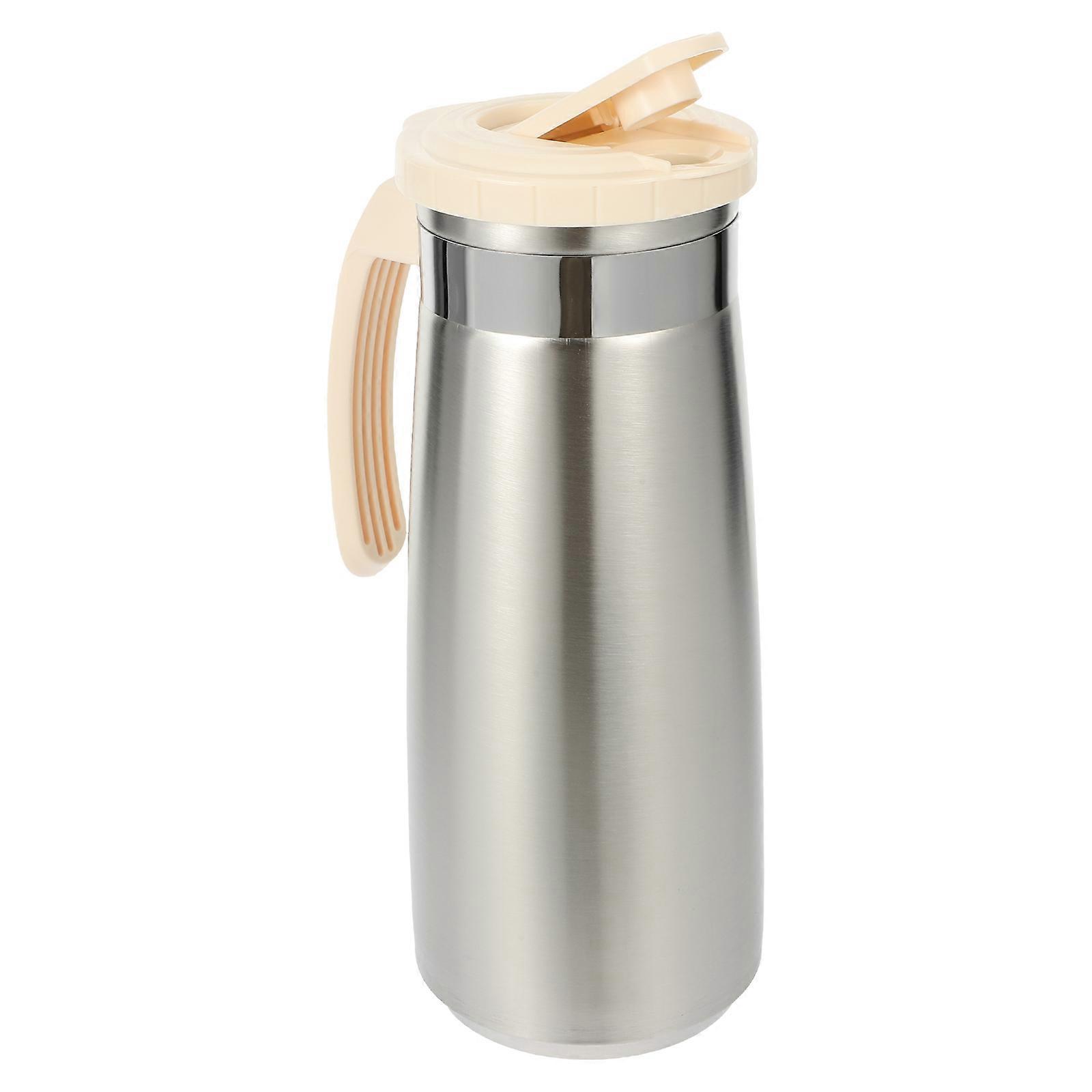 Refrigerator Pitcher Stainless Steel Water Pitcher Cold Water Dispenser For Brewing Tea 1300ml Capacity White Color 1Pack