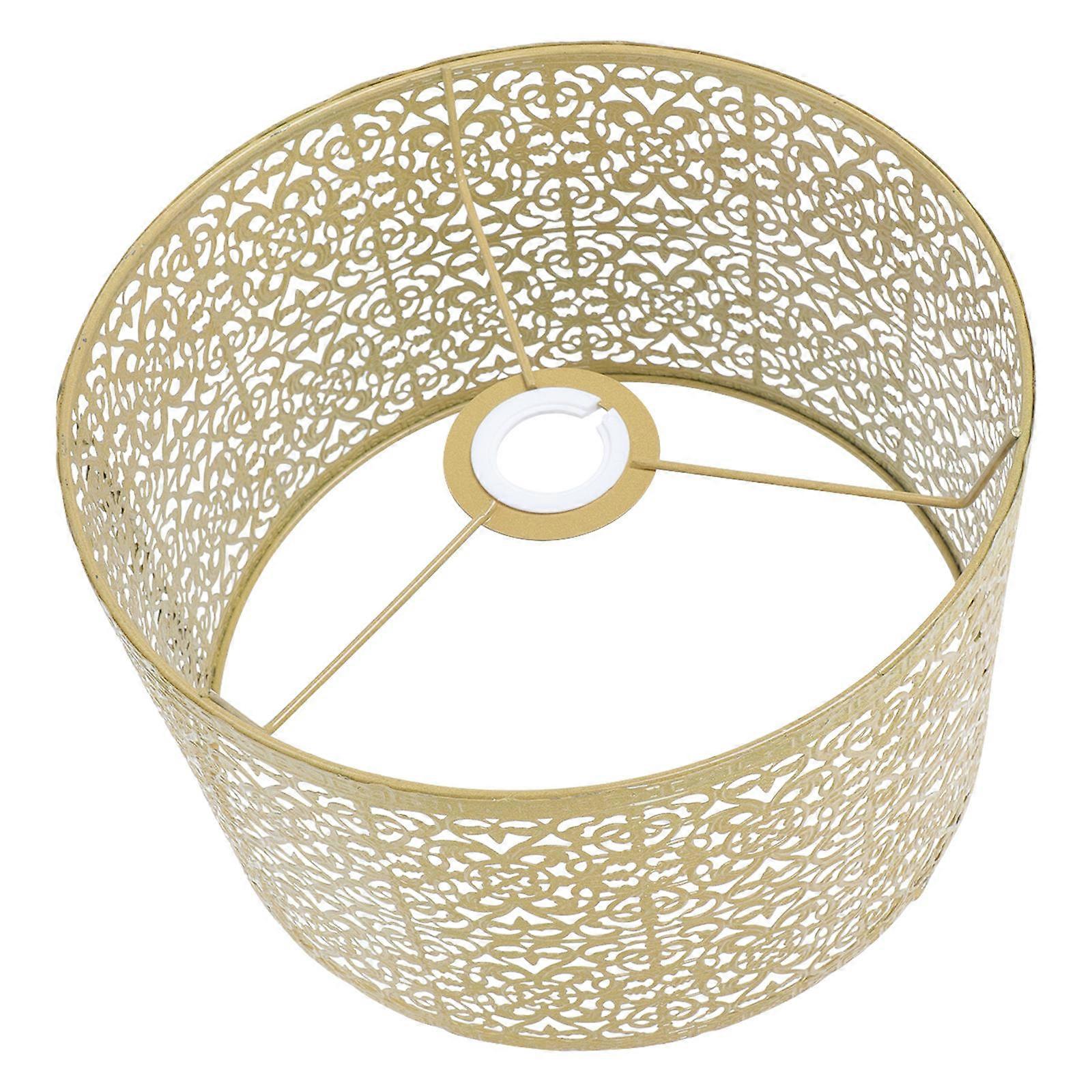 Classic Wrought Iron Hollow Lamp Shade Golden Color Suitable For Ceiling Light 9.8×5.9×5.9in 1Pack