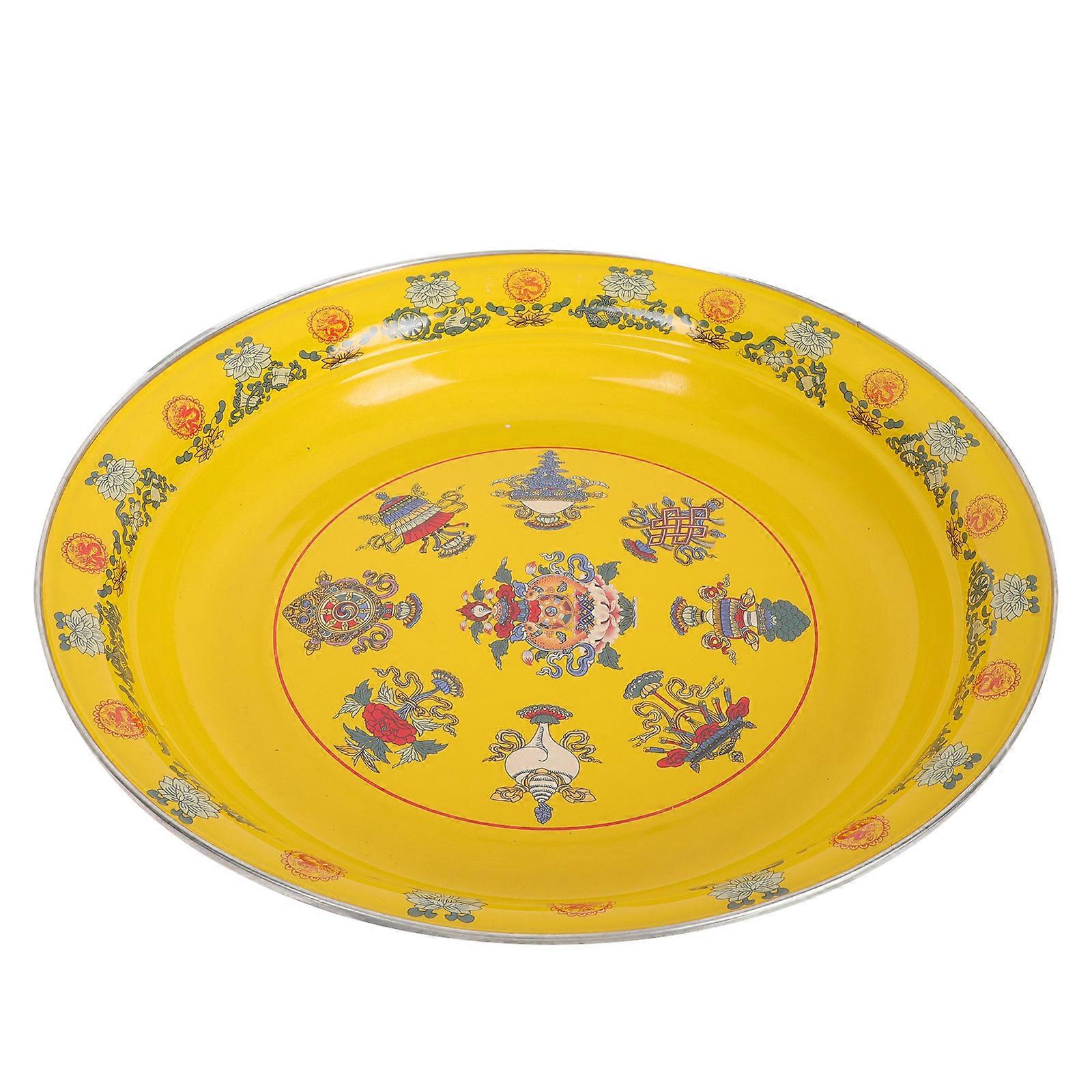 Heat Resistant Enamel Plate Enamel Plate Food Serving Storage Family Gathering 30x30cm Yellow 1Set