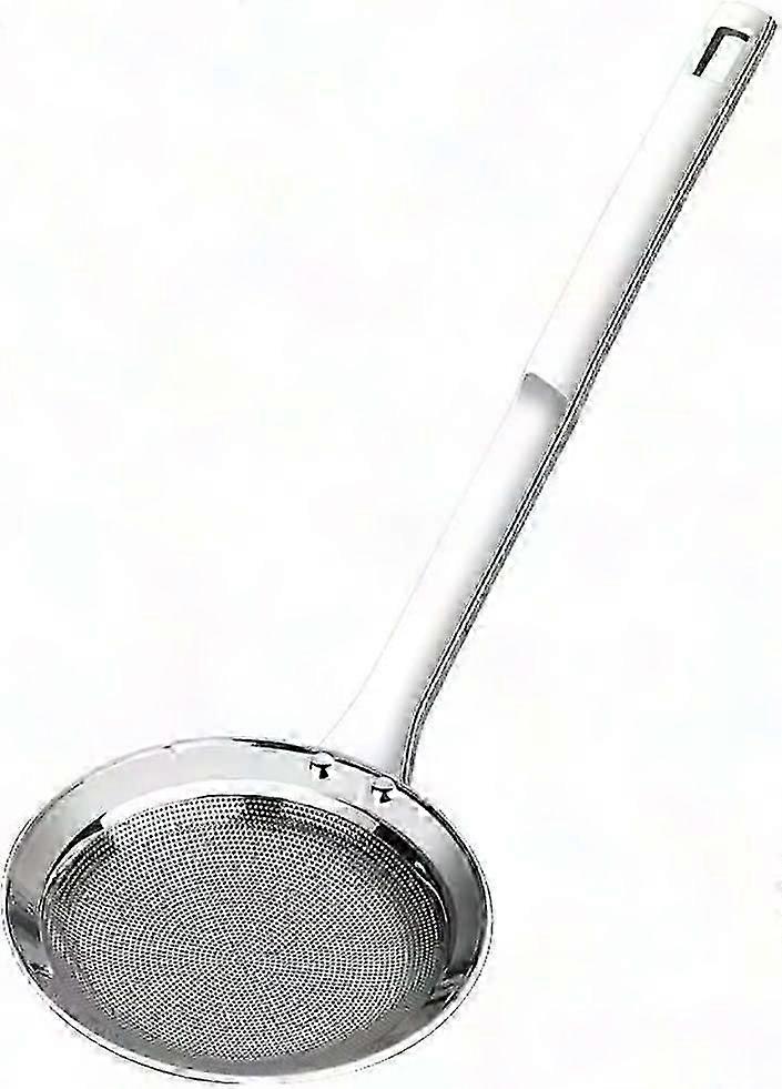 2-Pack Fine Mesh Skimmer Spoon with Long Handle for Kitchen Use, Stainless Steel Grease Filter for Hot Pot and Frying (D-8D)