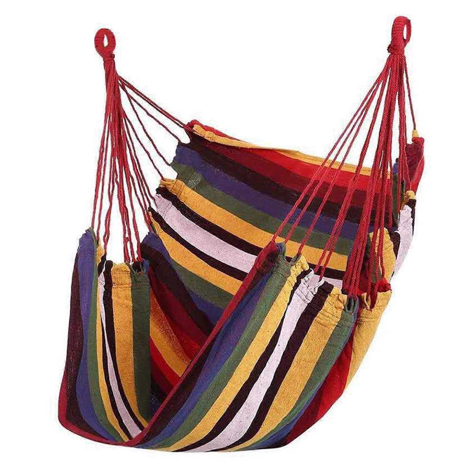 Hammock Chair Comfortable Colorful Striped Swing for Indoor Bedroom Use, Lightweight Cotton Fabric, Stylish Design