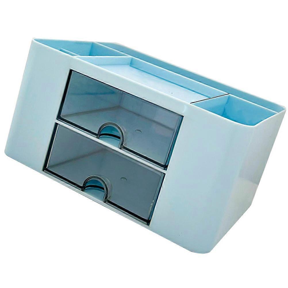 Stationary Organizer For Desk Drawer-Style Storage Box Desktop Items Home Use Sky-Blue 19.5X14X10CM Organization 1Pcs